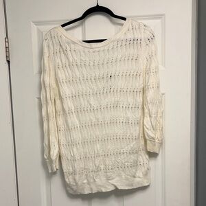 Women's Cream Open-Knit Pullover Sweater